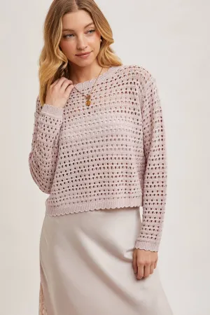 OPEN KNIT CROPPED TOP