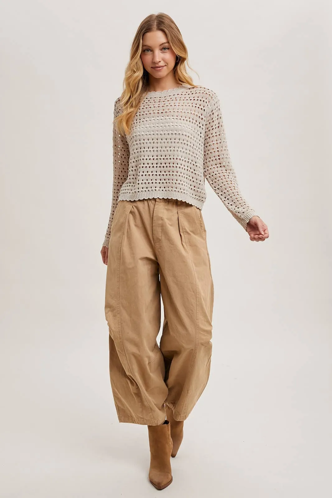 OPEN KNIT CROPPED TOP