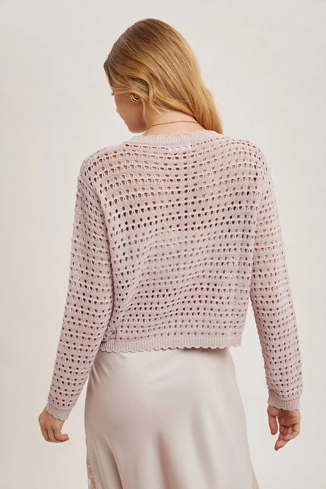 OPEN KNIT CROPPED TOP