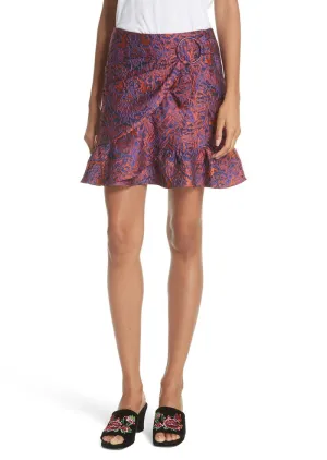OPENING CEREMONY Women's Deep Plum Jacquard Ruffle Skirt Size 8 $325 NWT