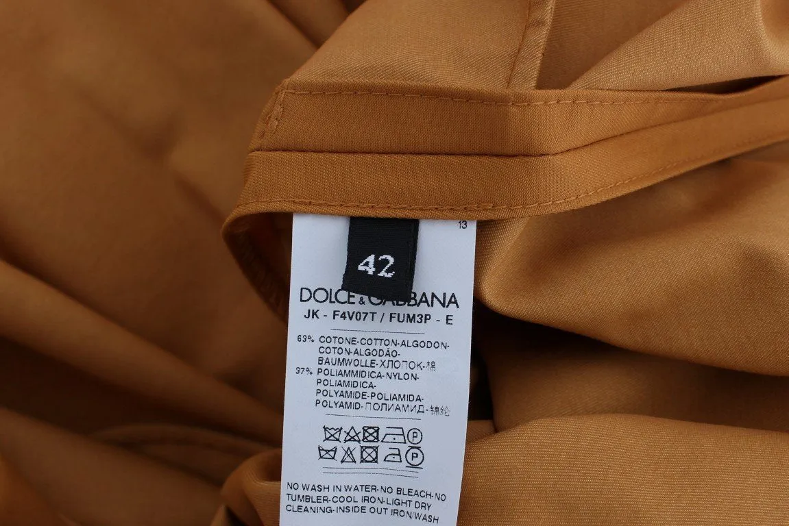Orange Cotton Pleated Skirt