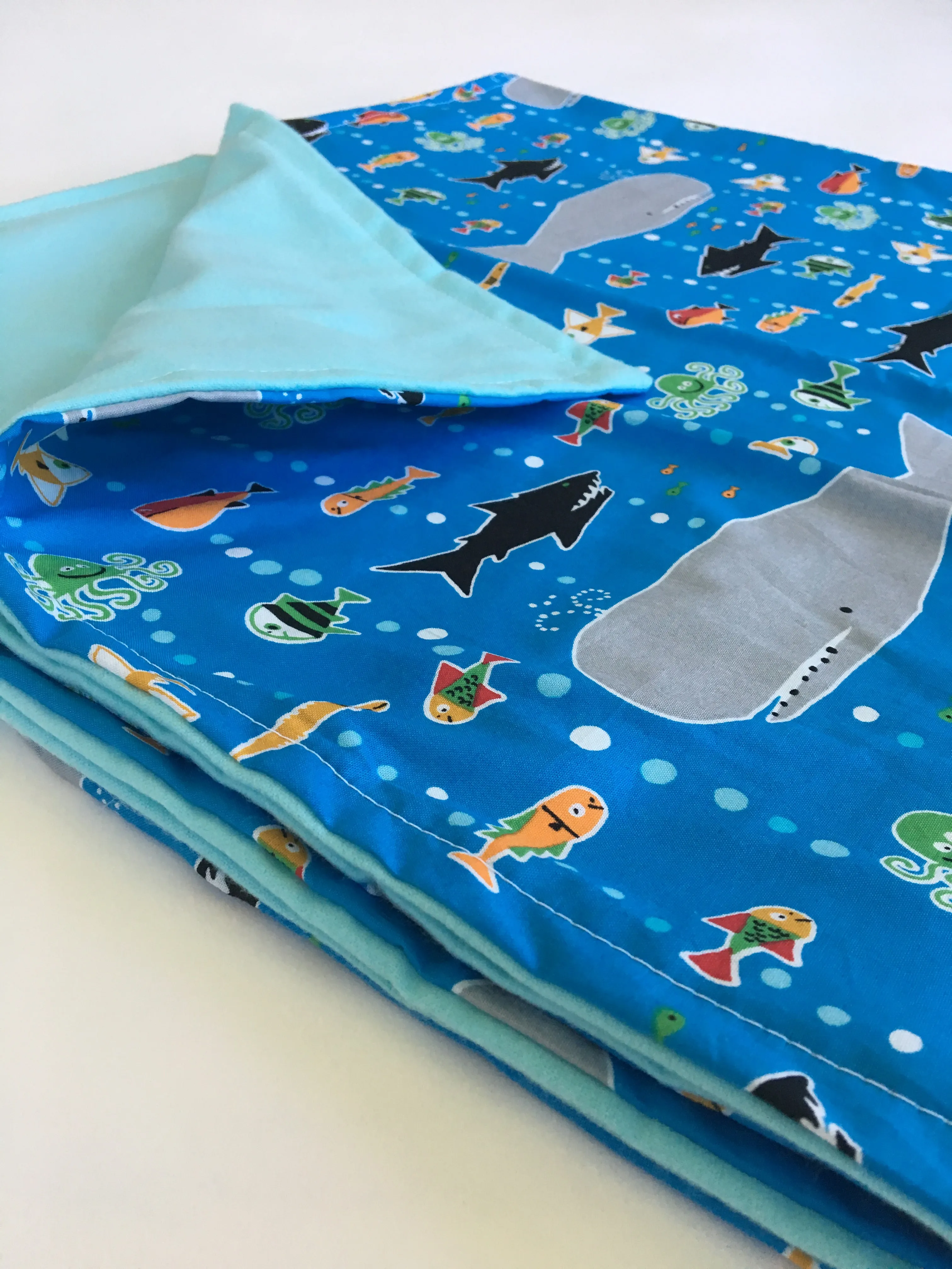 Organic Baby/Toddler Blanket - Reversible- Ocean Life