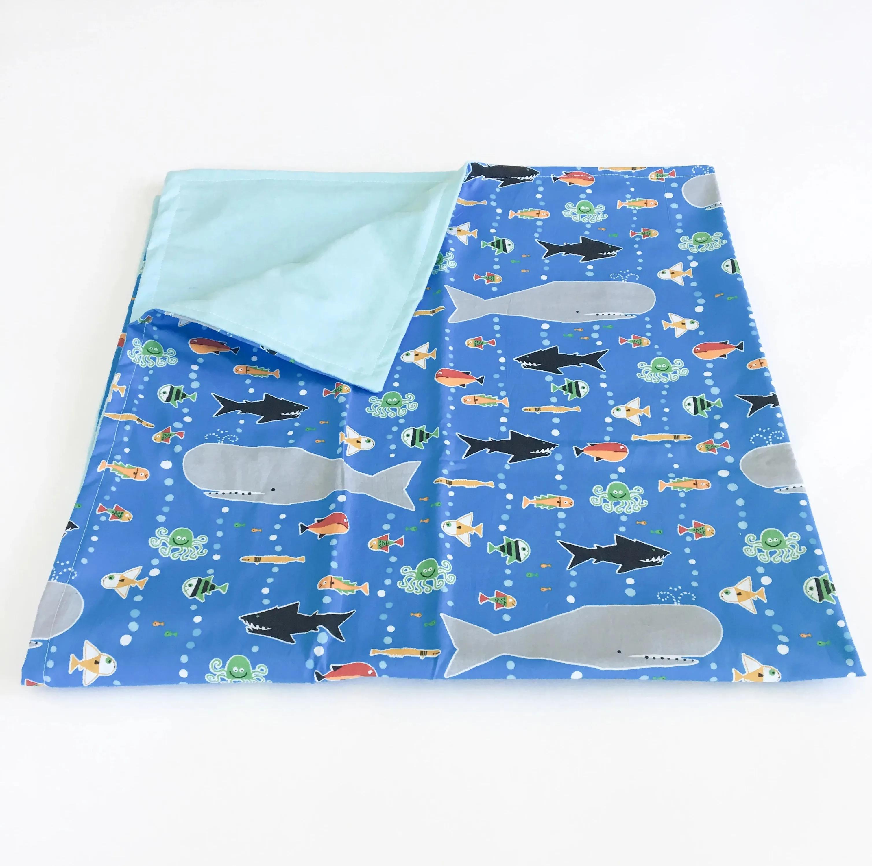 Organic Baby/Toddler Blanket - Reversible- Ocean Life