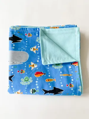 Organic Baby/Toddler Blanket - Reversible- Ocean Life