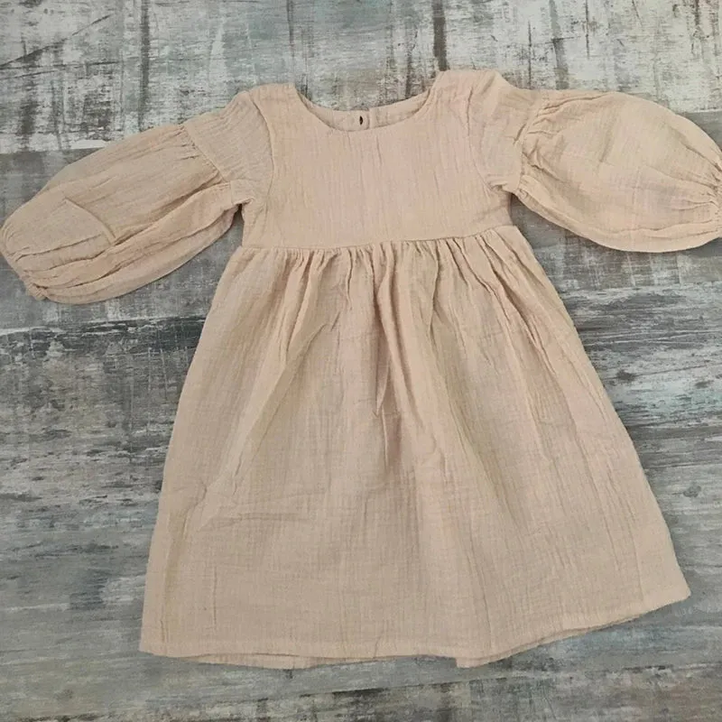Organic Cotton Double Gauze Autumn Spring Girls Dress