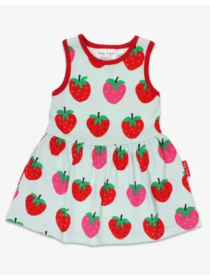 Organic Strawberry Print Summer Dress