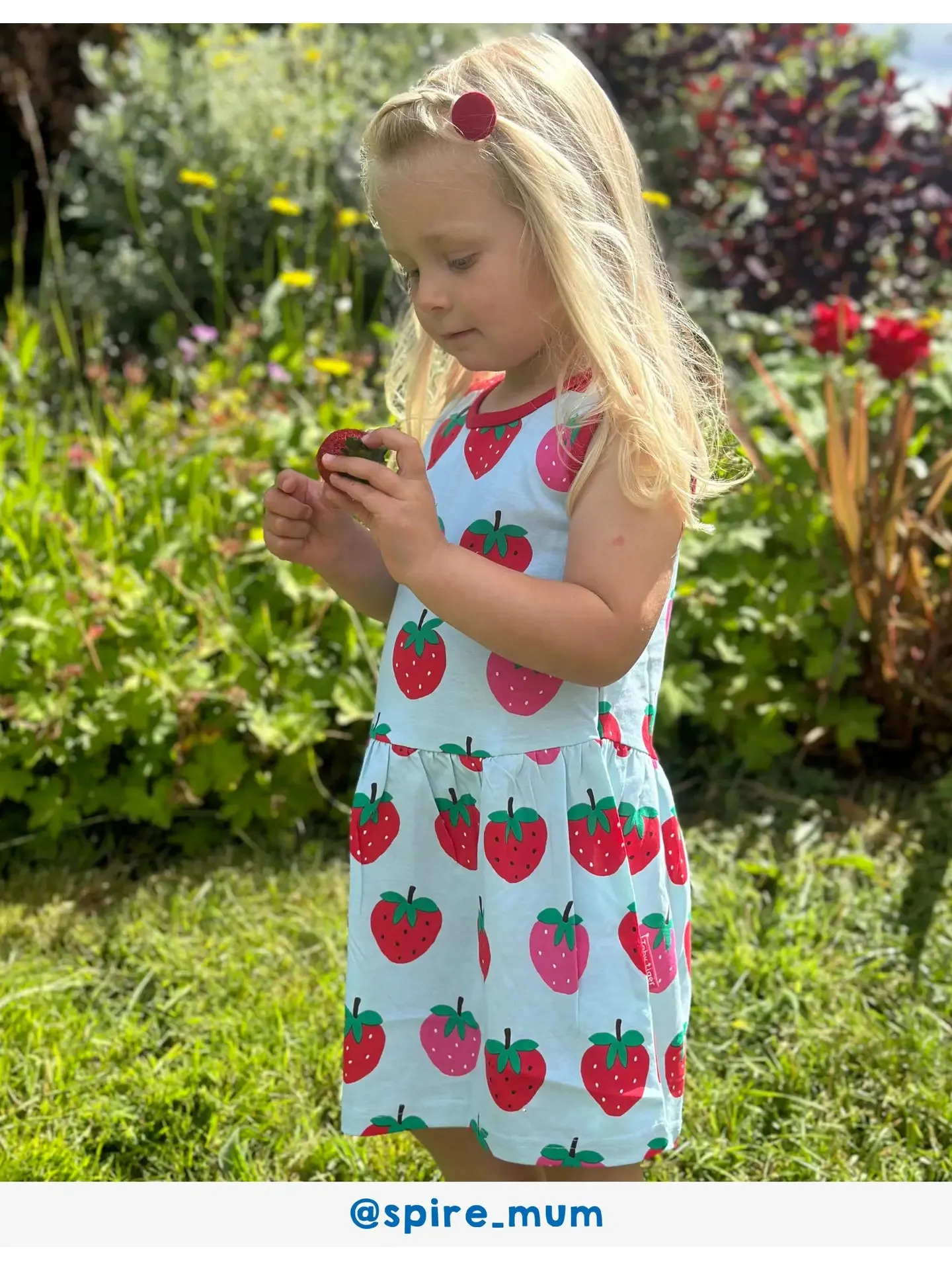 Organic Strawberry Print Summer Dress