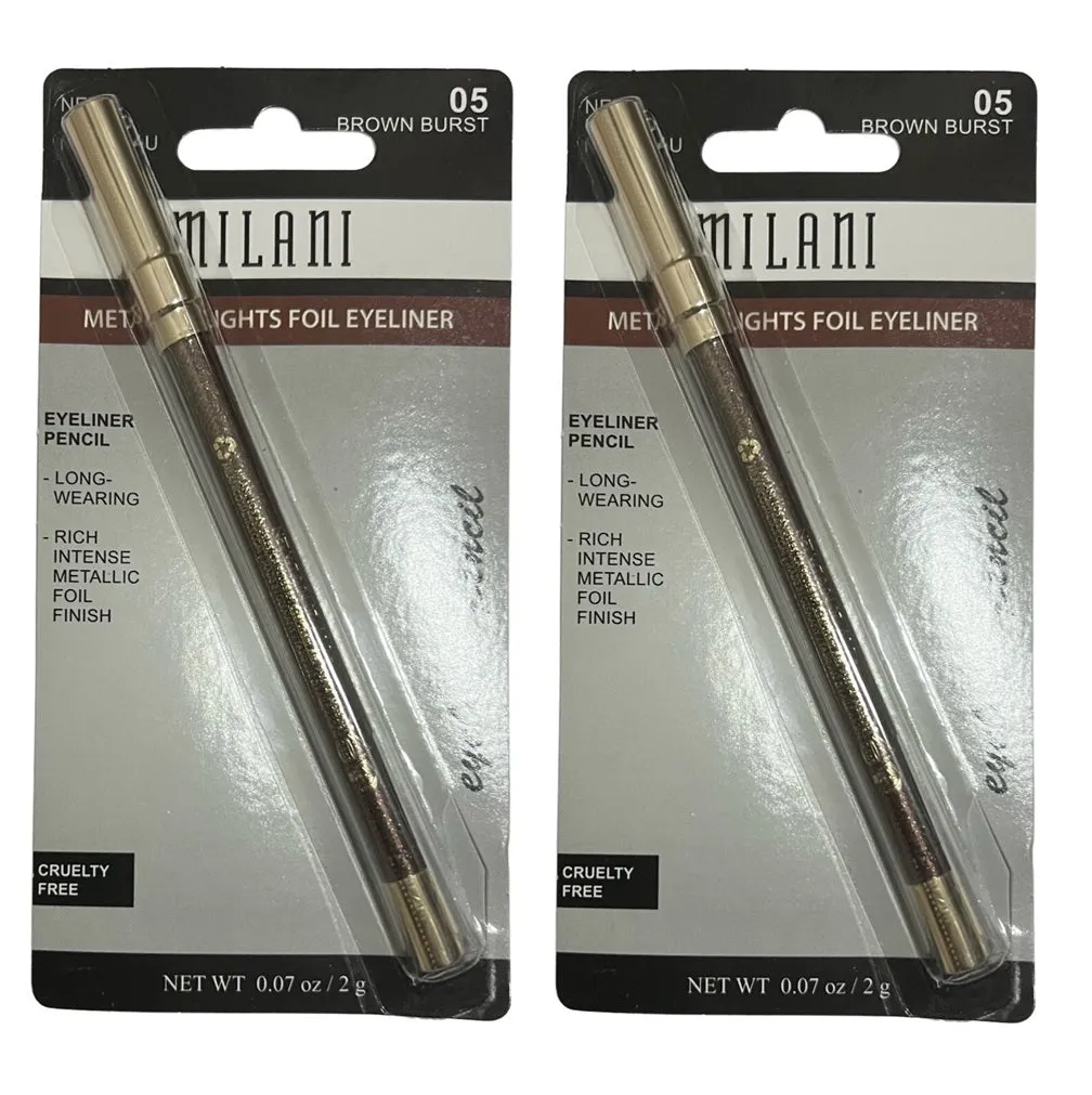 Pack of 2 Milani Metallic Lights Foil Eyeliner Pencil, Brown Burst 05