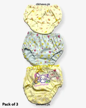 Pack of 3 Kids Panty Imported Stocklot Branded Girls Pure Cotton Printed Briefs Underwear Panty Combo