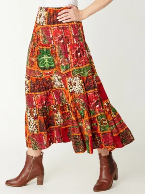 Patchwork Skirt 2 - Orange - 31226