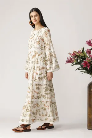 Payal Pratap   II   Morning Glory Alpine Printed Dress Ecru