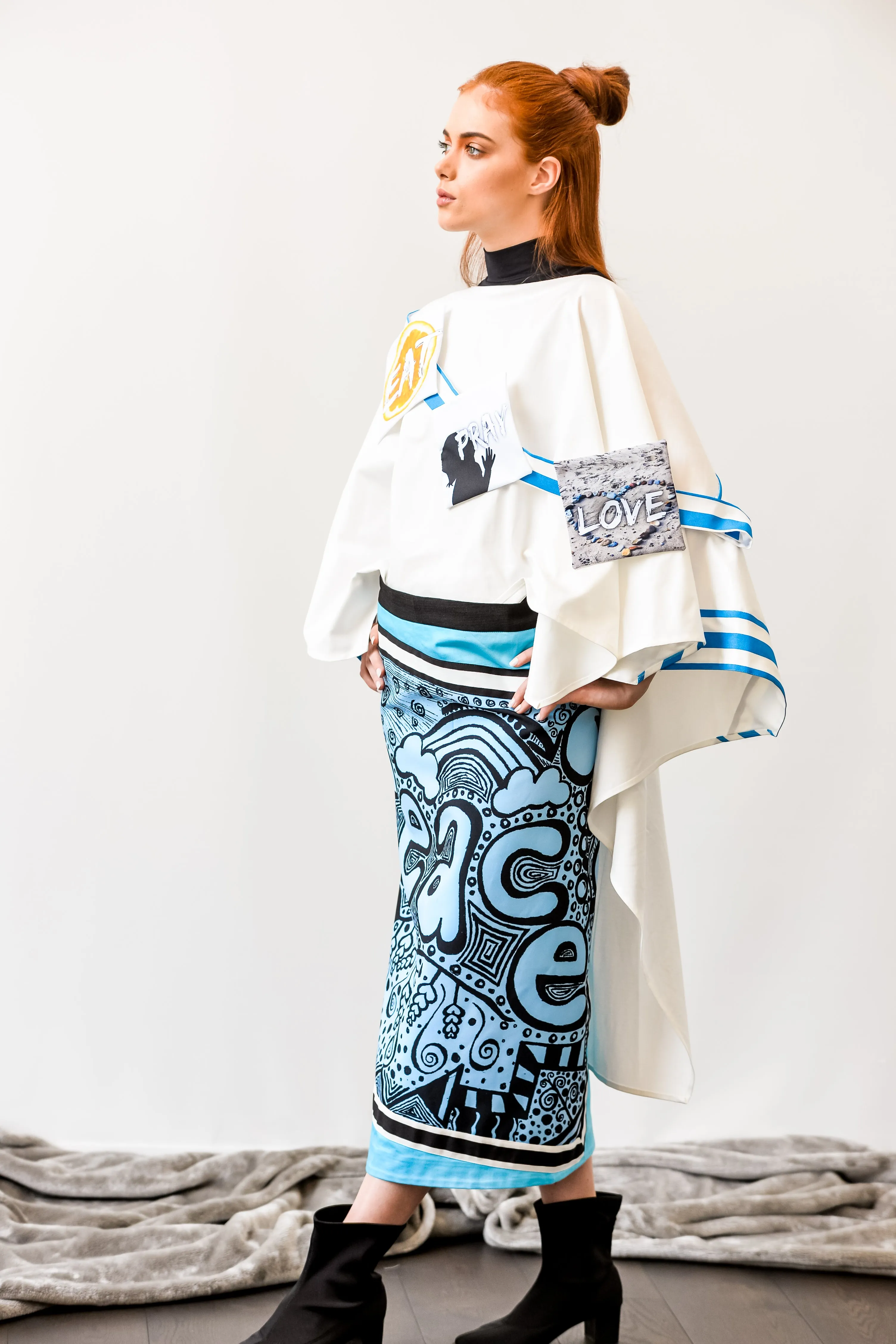 Peace poncho and skirt set