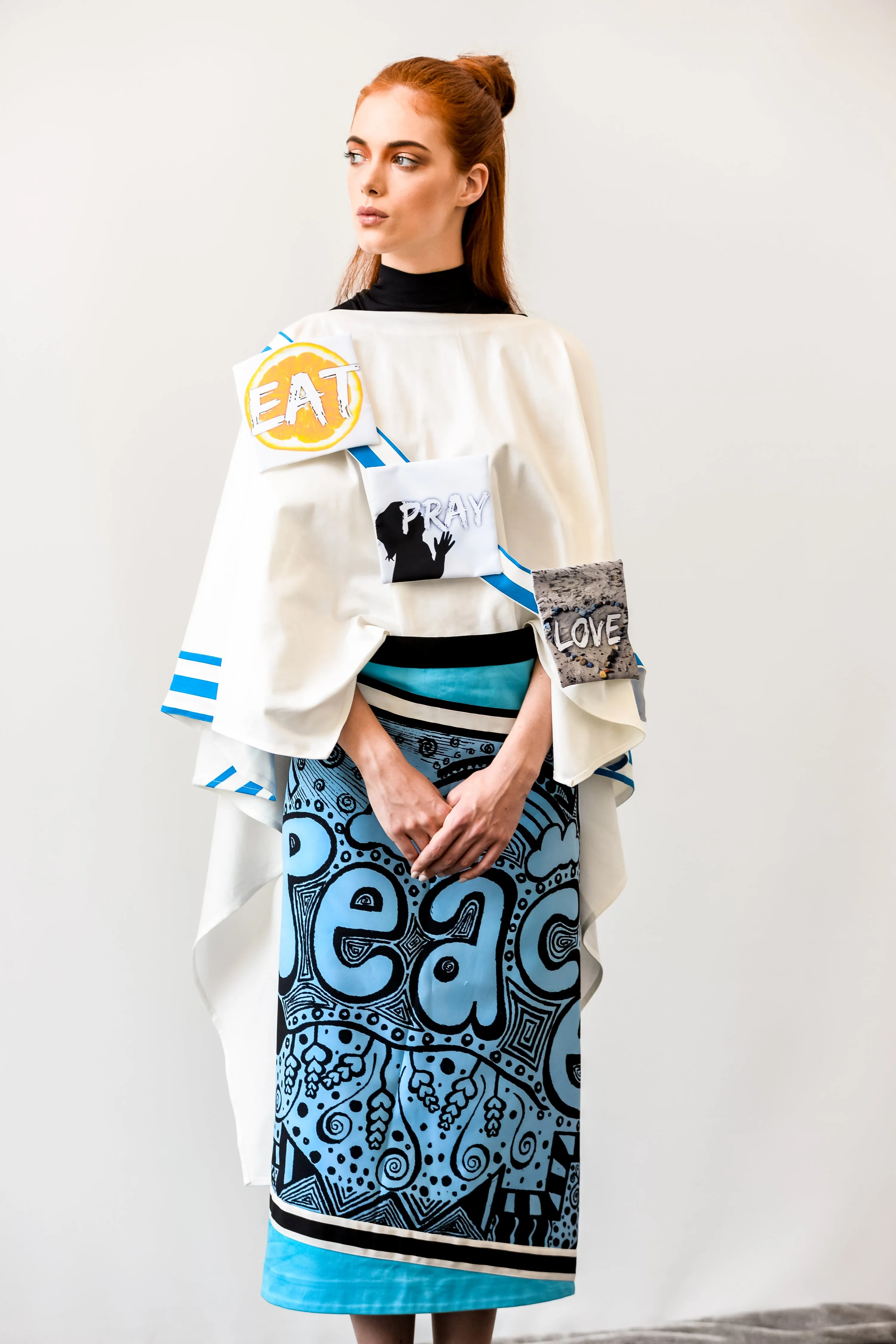 Peace poncho and skirt set