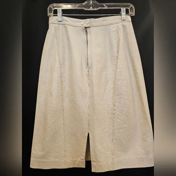 Pencil, White, Leather, Skirt, 80s, 90s, Midi,  Vintage, Women's, Party, Wedding