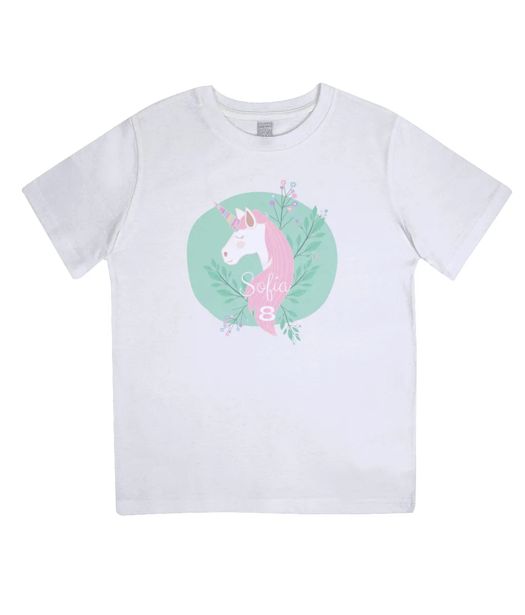 Personalised Pastel unicorn Girls Birthday T-shirt