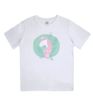 Personalised Pastel unicorn Girls Birthday T-shirt