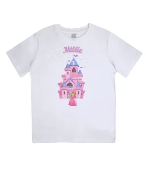 Personalised Princess Fairy-tale Castle Girls Birthday T-shirt