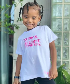 Pink Camo Drippin Sauce | Kids White Tee