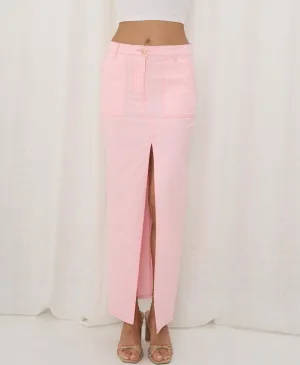 PINK DENIM LOOK MAXI SKIRT