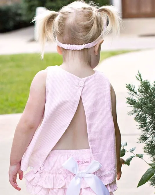 Pink Seersucker RuffleButt