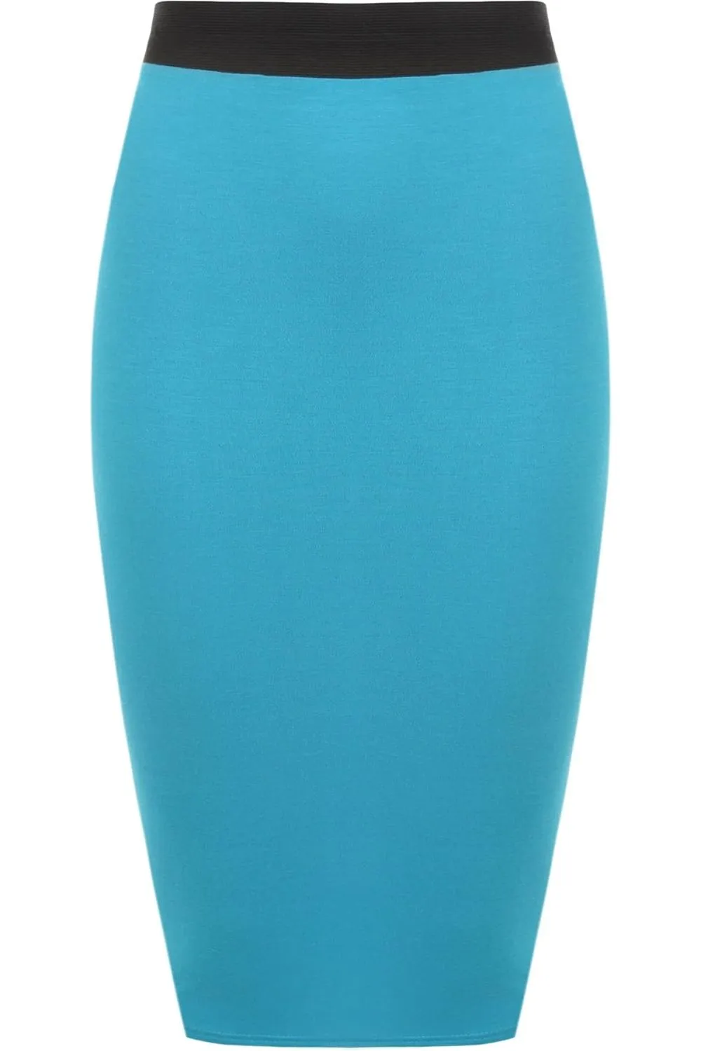 Plain Stretch Pencil Midi Skirt