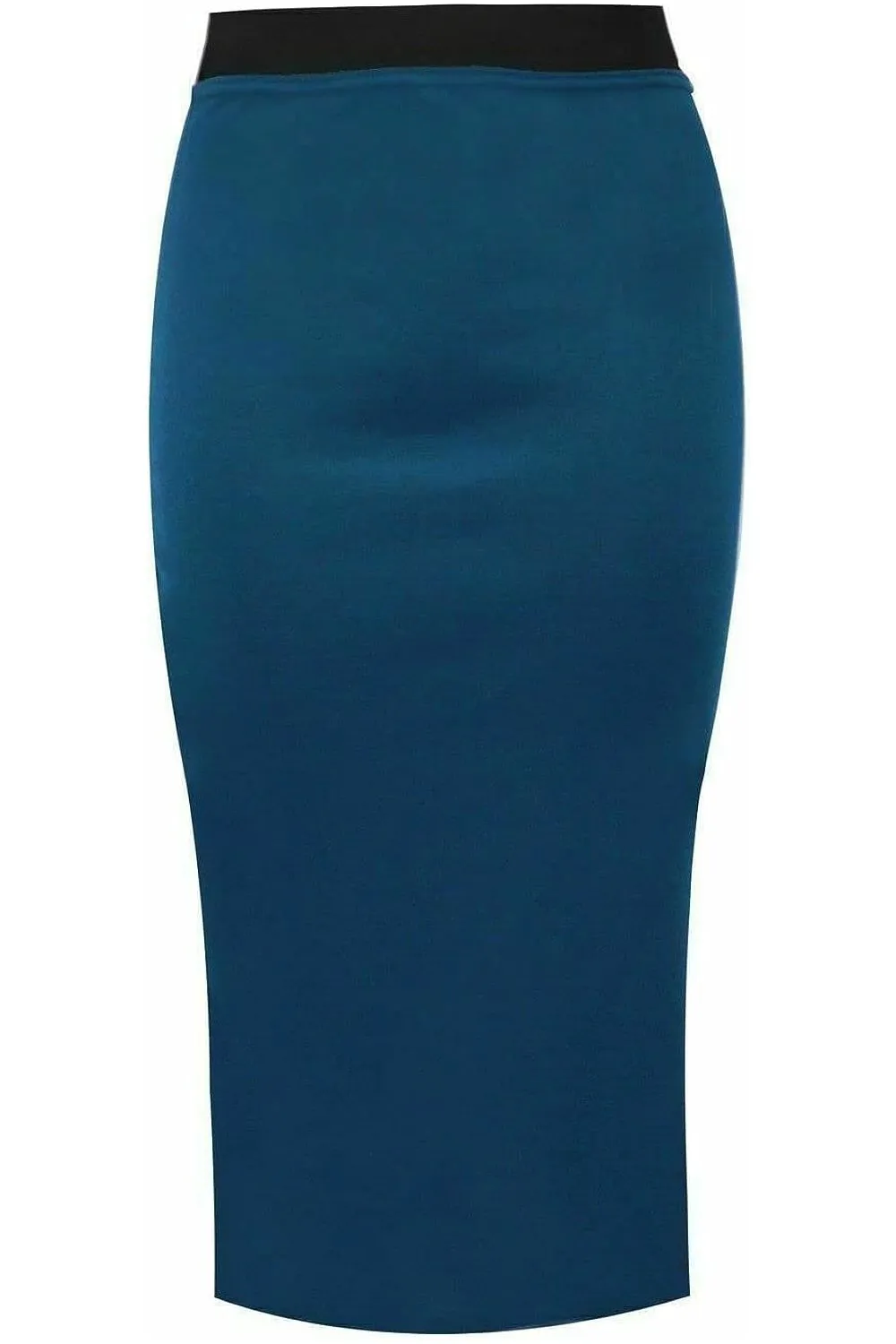 Plain Stretch Pencil Midi Skirt