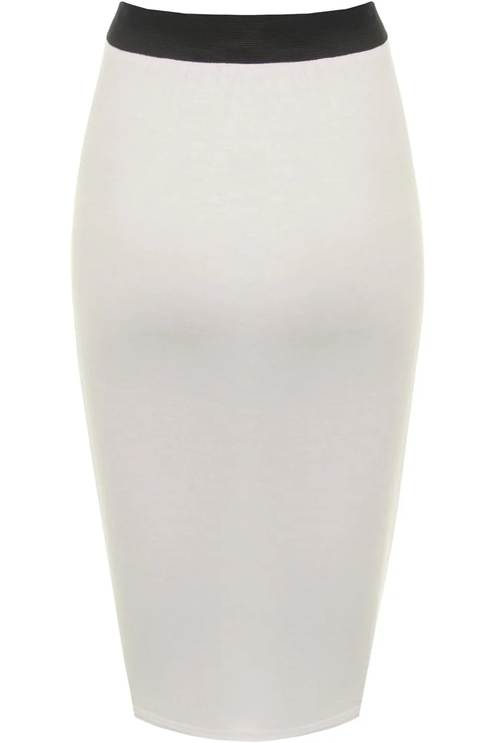 Plain Stretch Pencil Midi Skirt