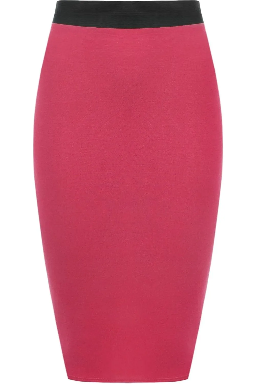 Plain Stretch Pencil Midi Skirt