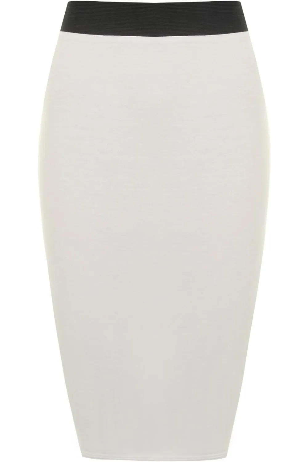Plain Stretch Pencil Midi Skirt