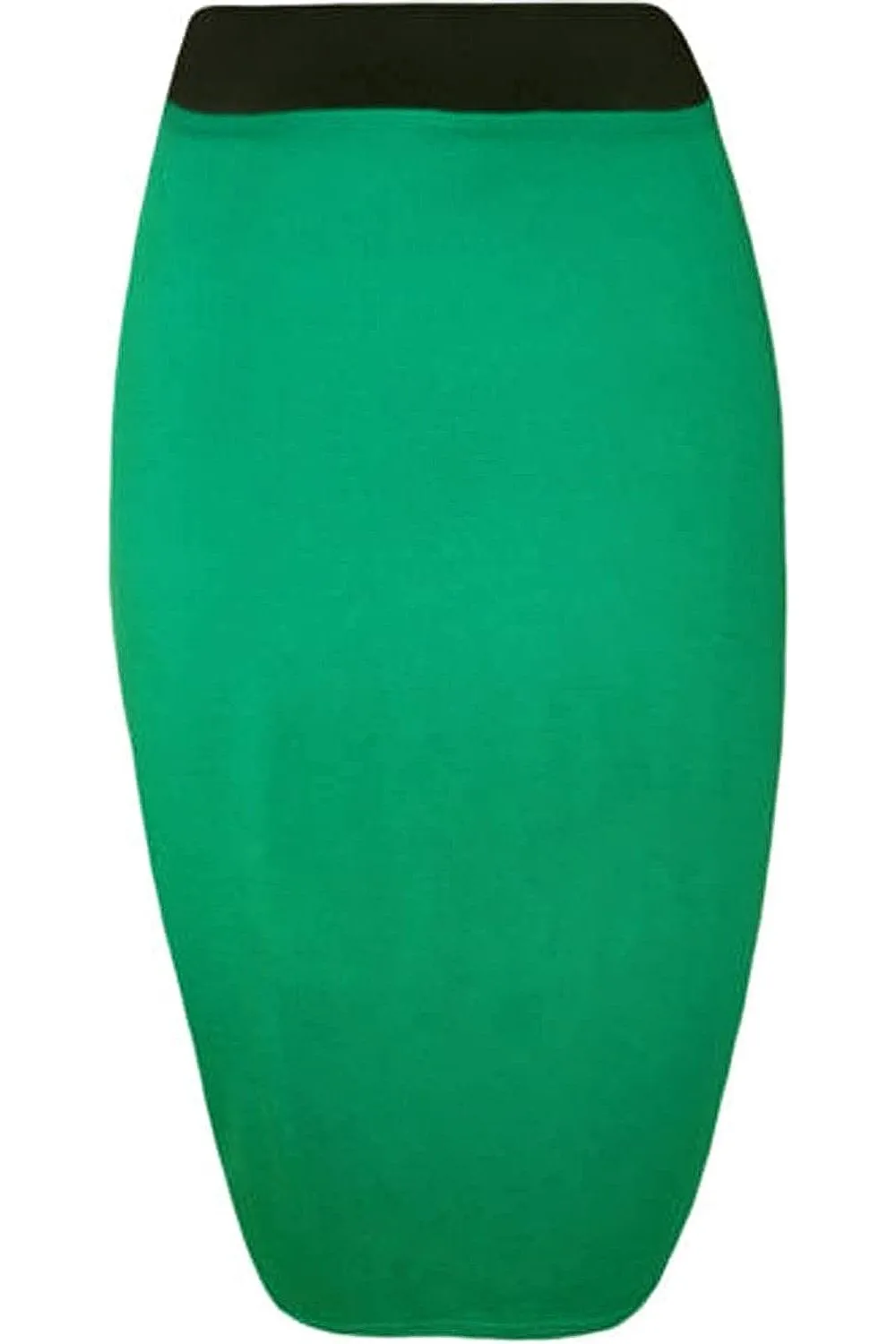 Plain Stretch Pencil Midi Skirt