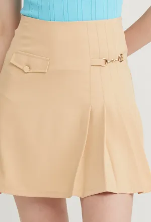 Pleated Accent Utility Skirt