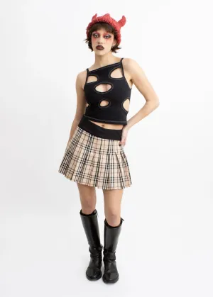 Pleated classic beige novacheck mini skirt