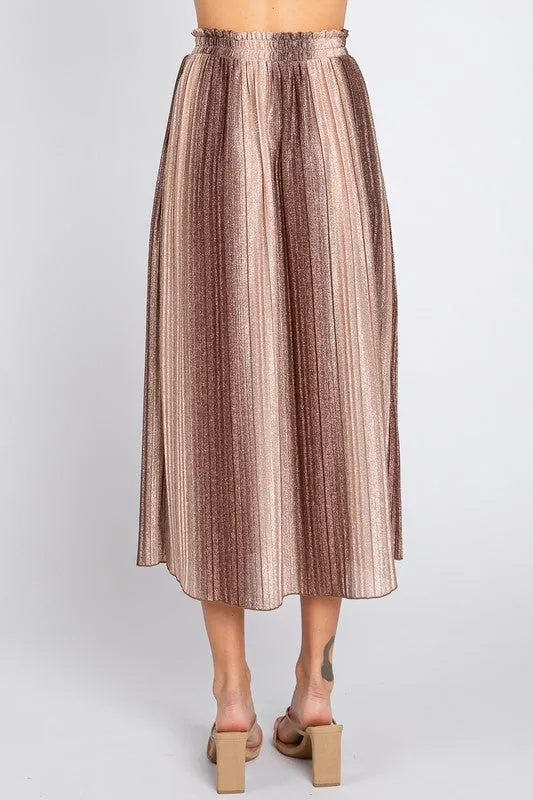 Pleated Glitter Midi Skirt