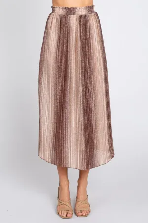 Pleated Glitter Midi Skirt