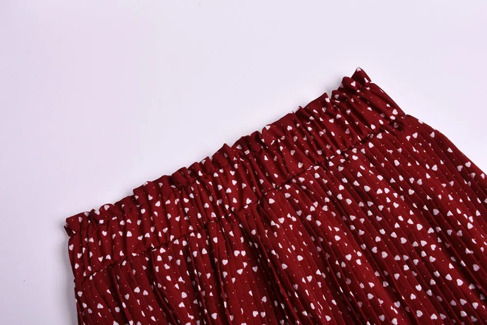 Pleated High Waist Mid-length Skirt