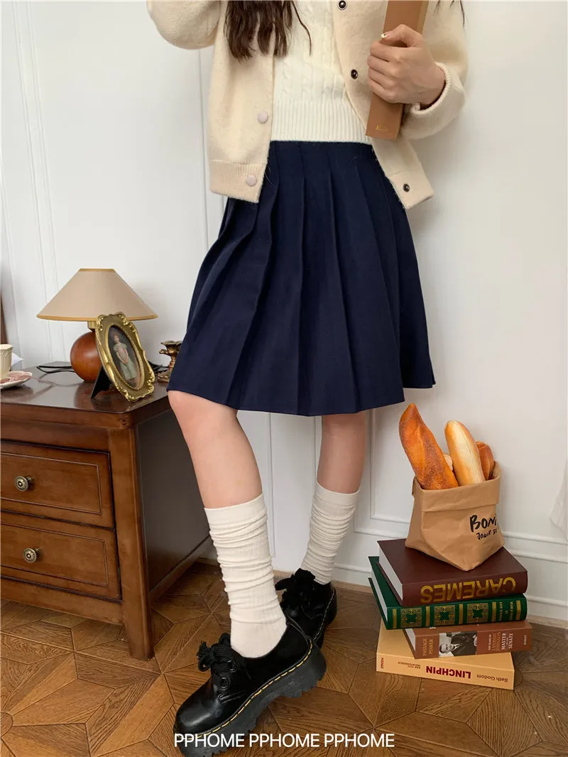 pleated miu wool skirt