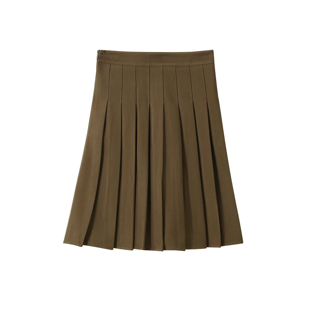 pleated miu wool skirt