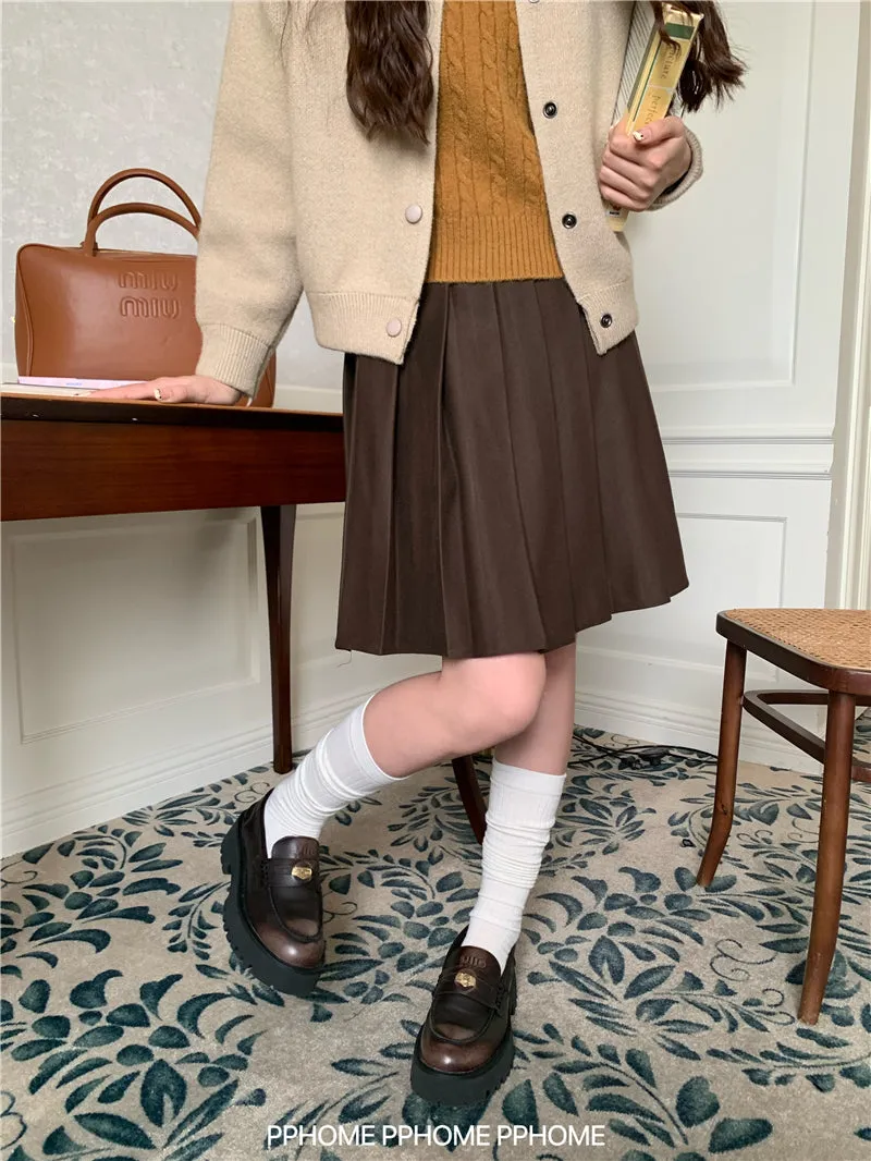 pleated miu wool skirt