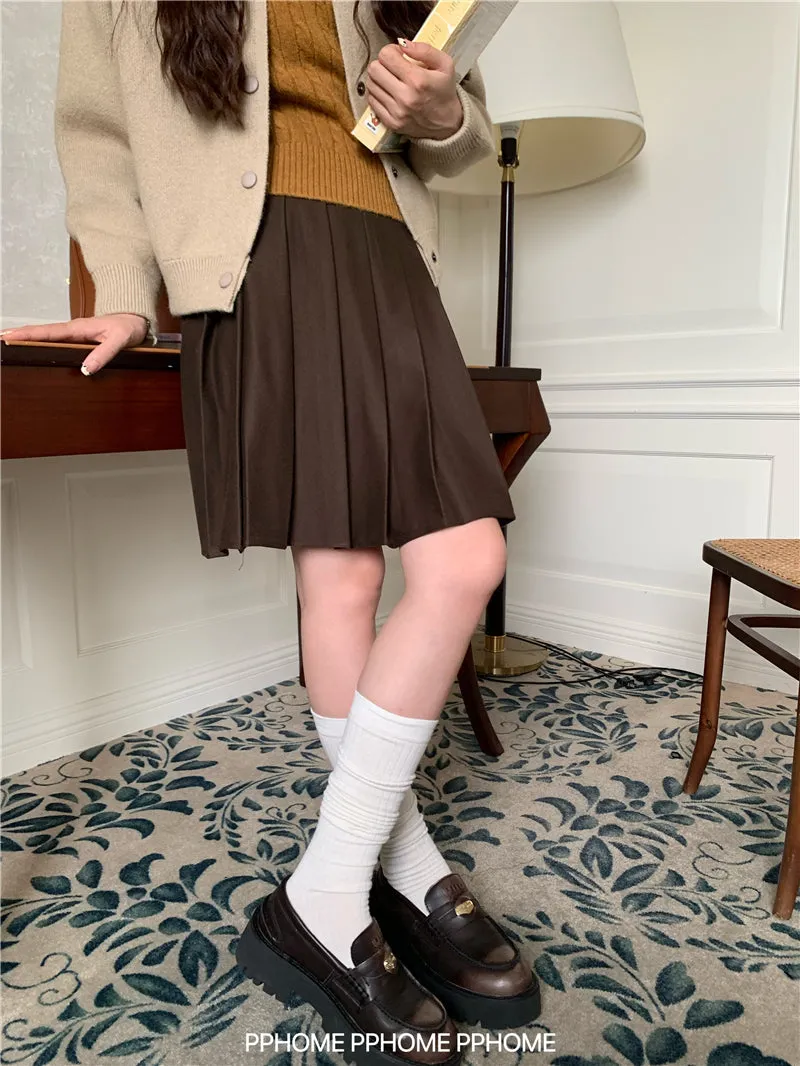 pleated miu wool skirt