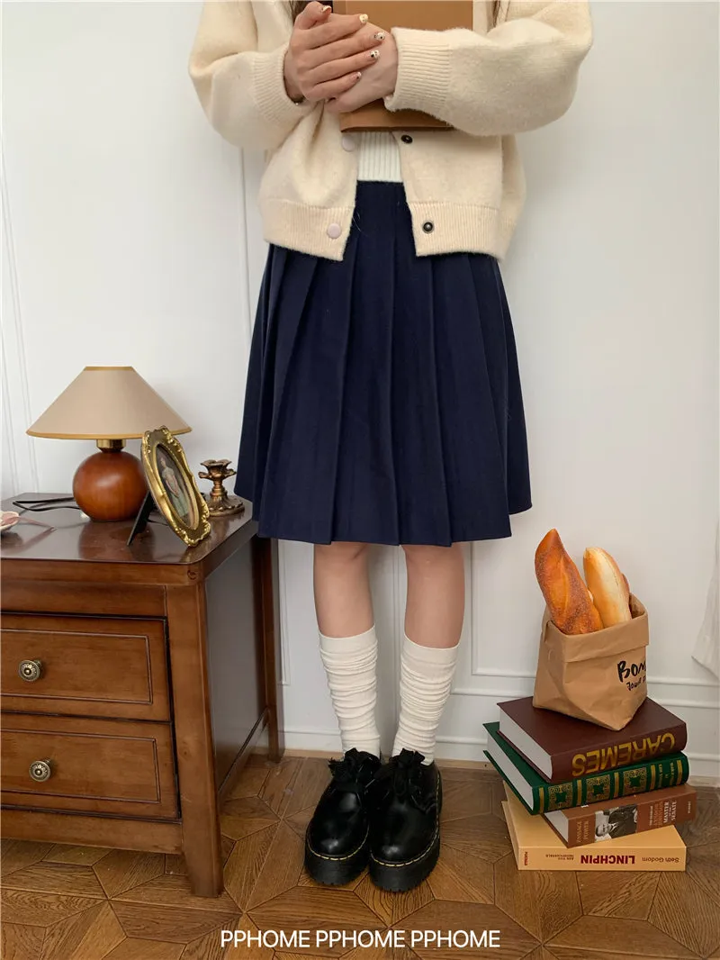 pleated miu wool skirt