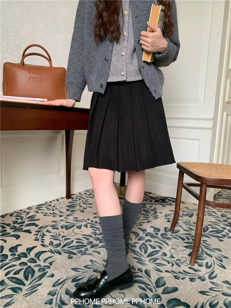 pleated miu wool skirt