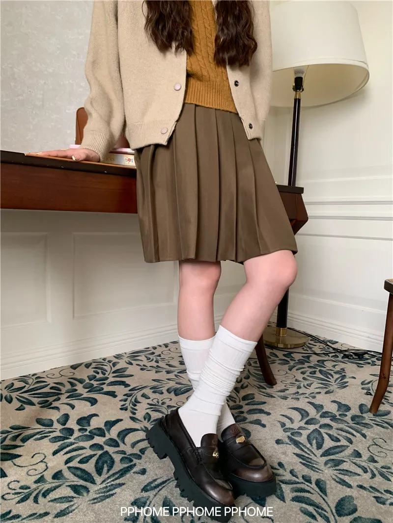 pleated miu wool skirt
