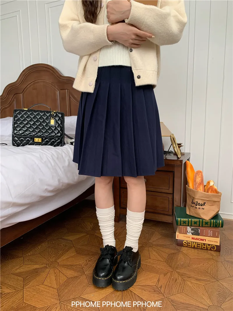 pleated miu wool skirt
