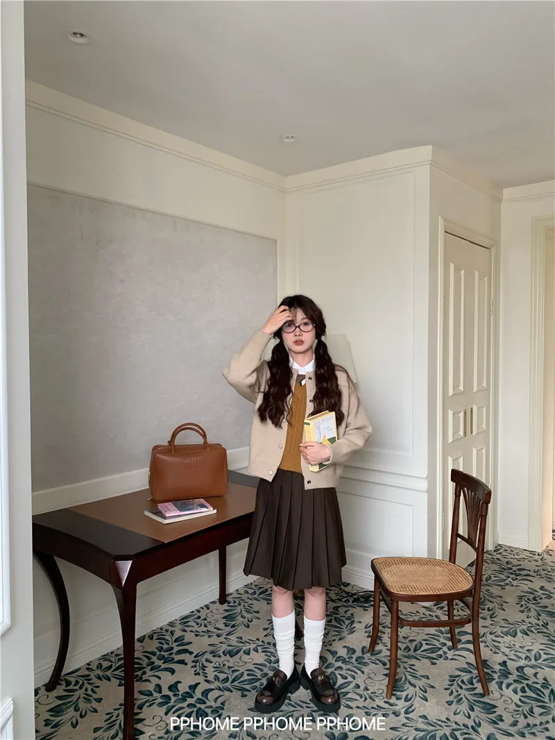 pleated miu wool skirt