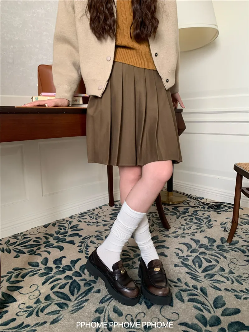 pleated miu wool skirt