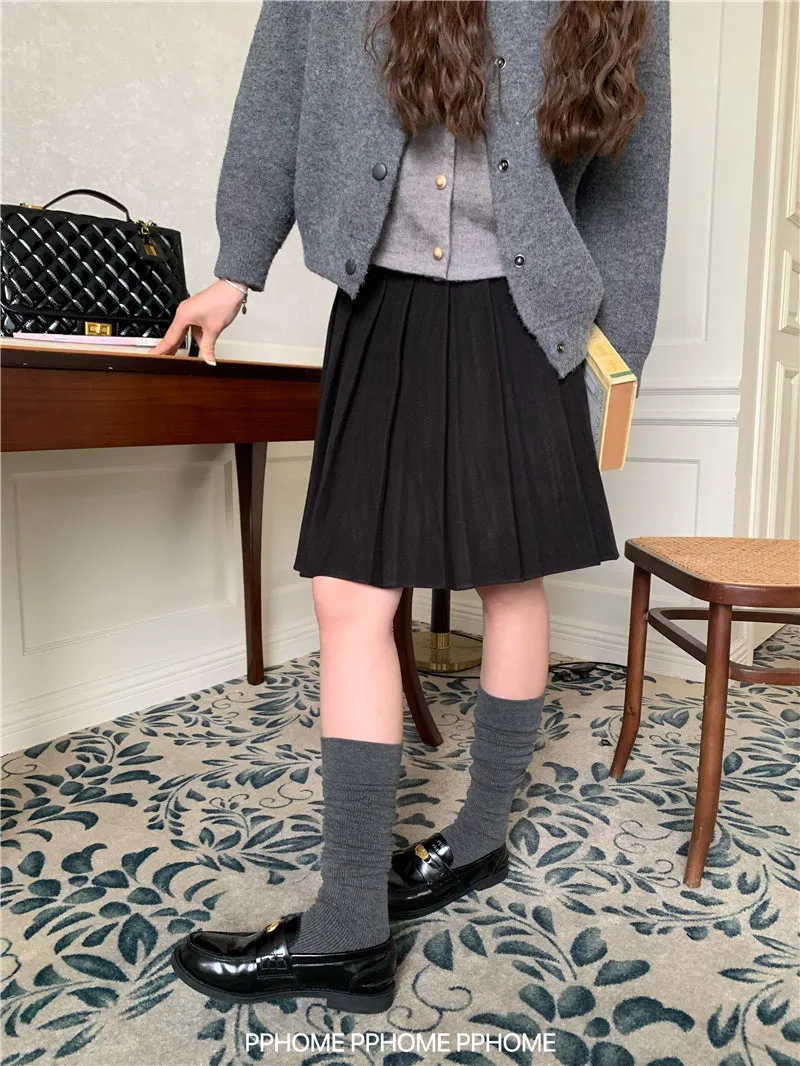 pleated miu wool skirt