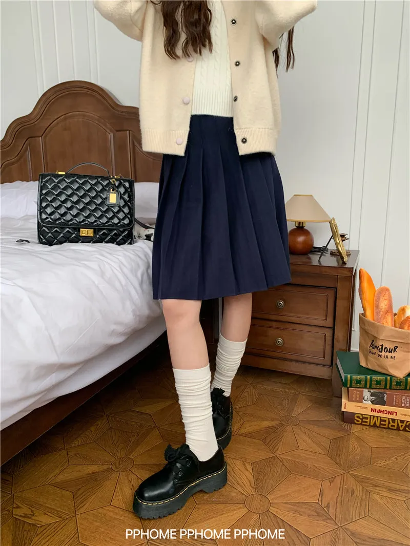 pleated miu wool skirt