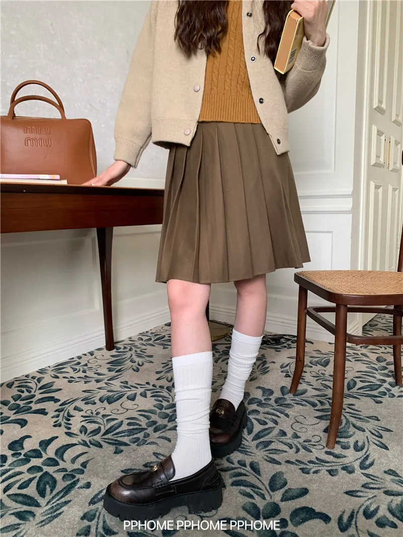 pleated miu wool skirt