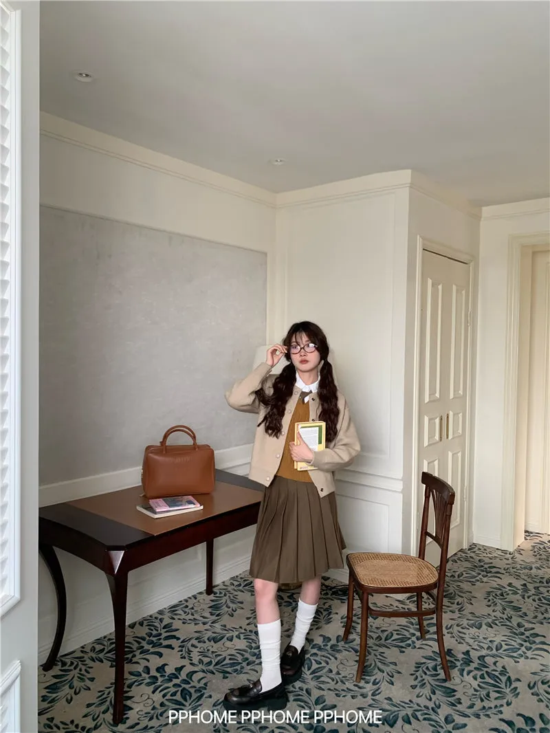 pleated miu wool skirt