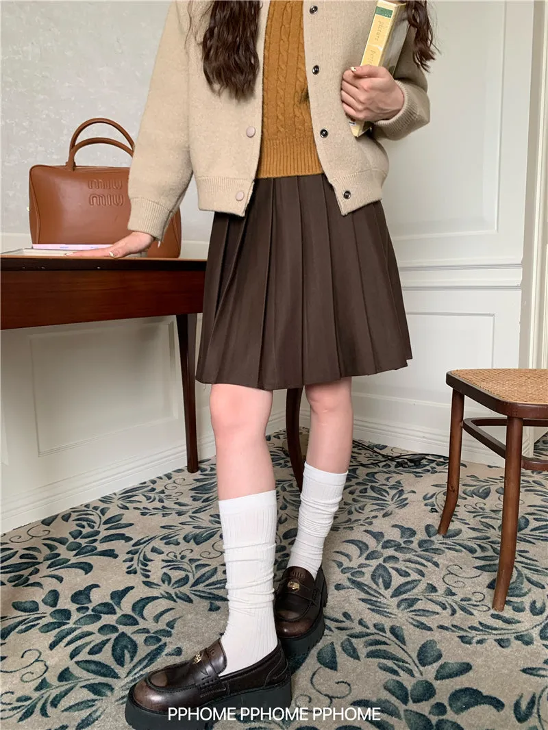 pleated miu wool skirt